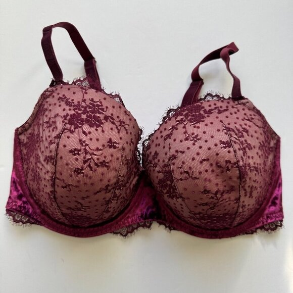 Victoria's Secret Dream Angels Lined Demi Lace Crushed Velvet Purple Sz 36DDD - Picture 14 of 14